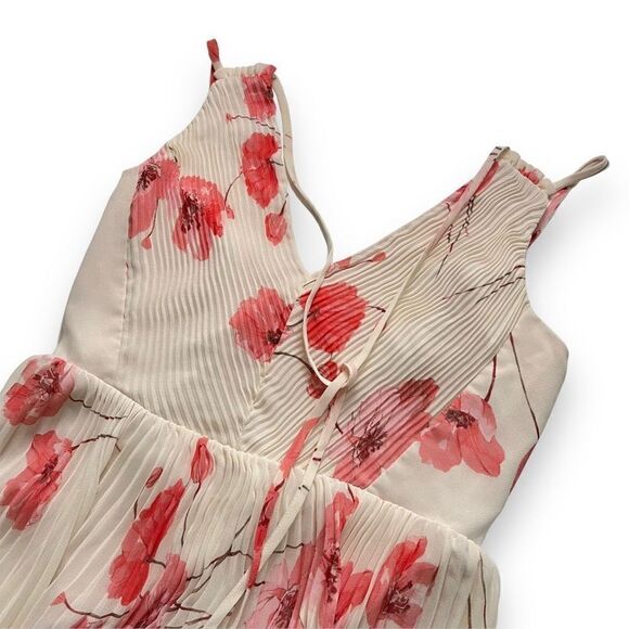 BCBGMAXAZRIA Tossed Poppies Maxi Dress in Sheer‎ Pink Combo - Picture 4 of 8